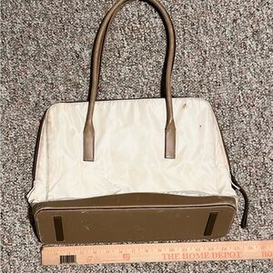 Prada Cream and Brown Shoulder Satchel Tote Bag